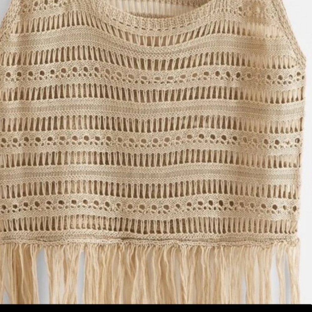Knitted Boho Fringe Tank Top - Picture 3 of 7